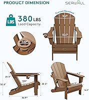 Vista 407 de SERWALL - Silla plegable Adirondack para patio, jardín, exterior, resistente a la intemperie, sillas para hoguera, color naranja