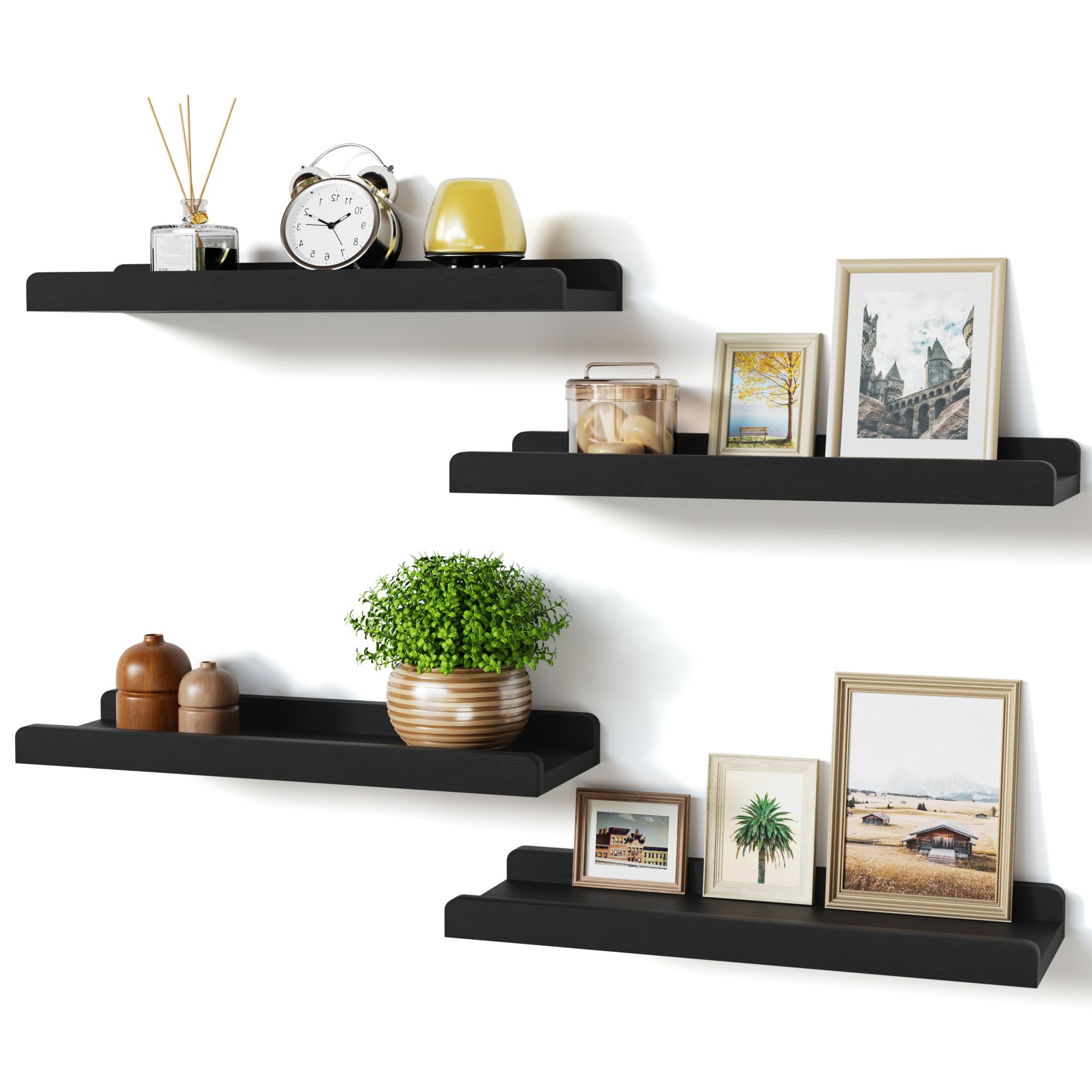 Amazon.com: Love-KANKEI Black Floating Shelves for Wall Set of 4