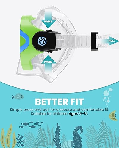 Miniatura 4 de OutdoorMaster Stingray - Gafas de natación para niños con cubierta para la nariz, máscara de buceo para niños, gafas de natación antivaho para niños