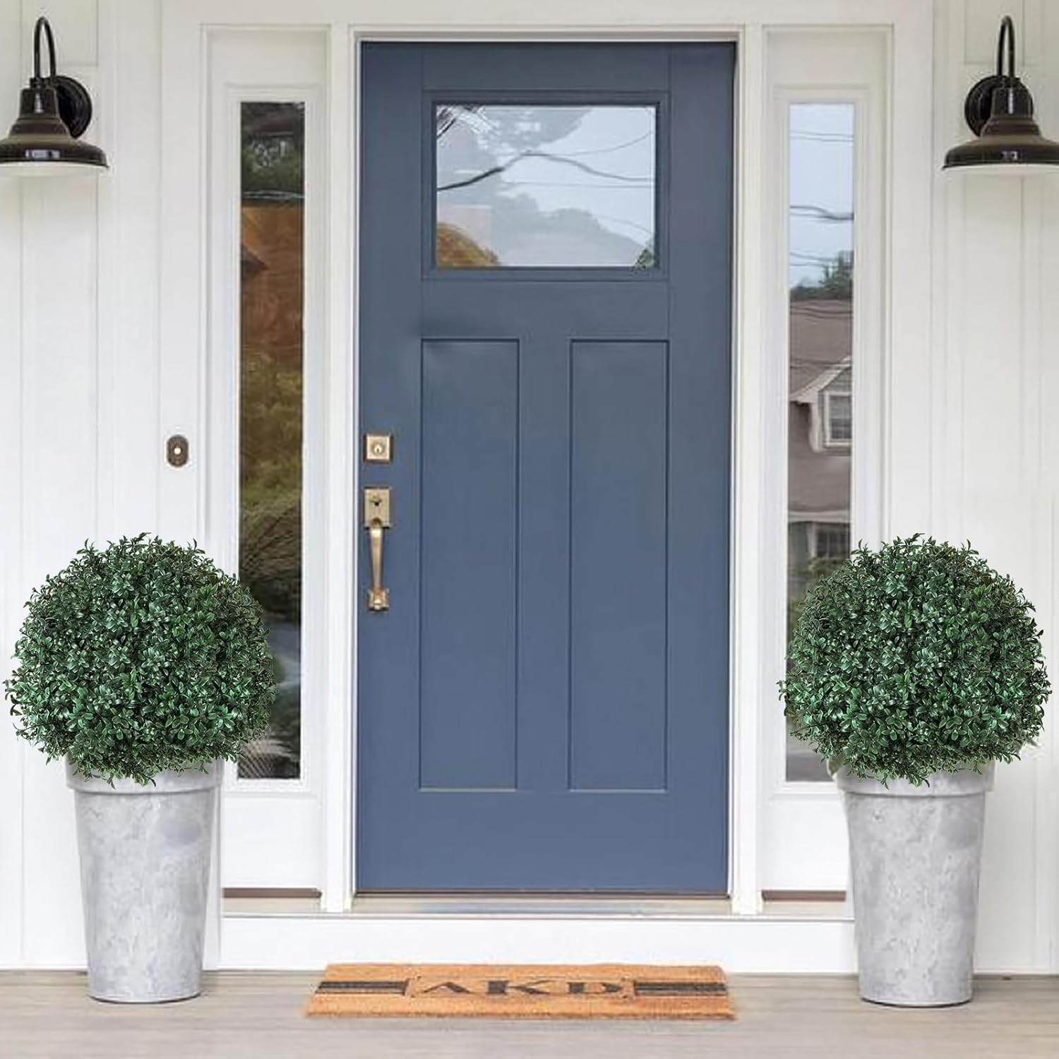 2 Pack Artificial Urn Filler, Artificial Boxwood Topiary Shrubs, UV-Resistant Evergreen Plants, Indoor/Outdoor Decoration, Suitable for porches, courtyards, Gardens, and Flower beds