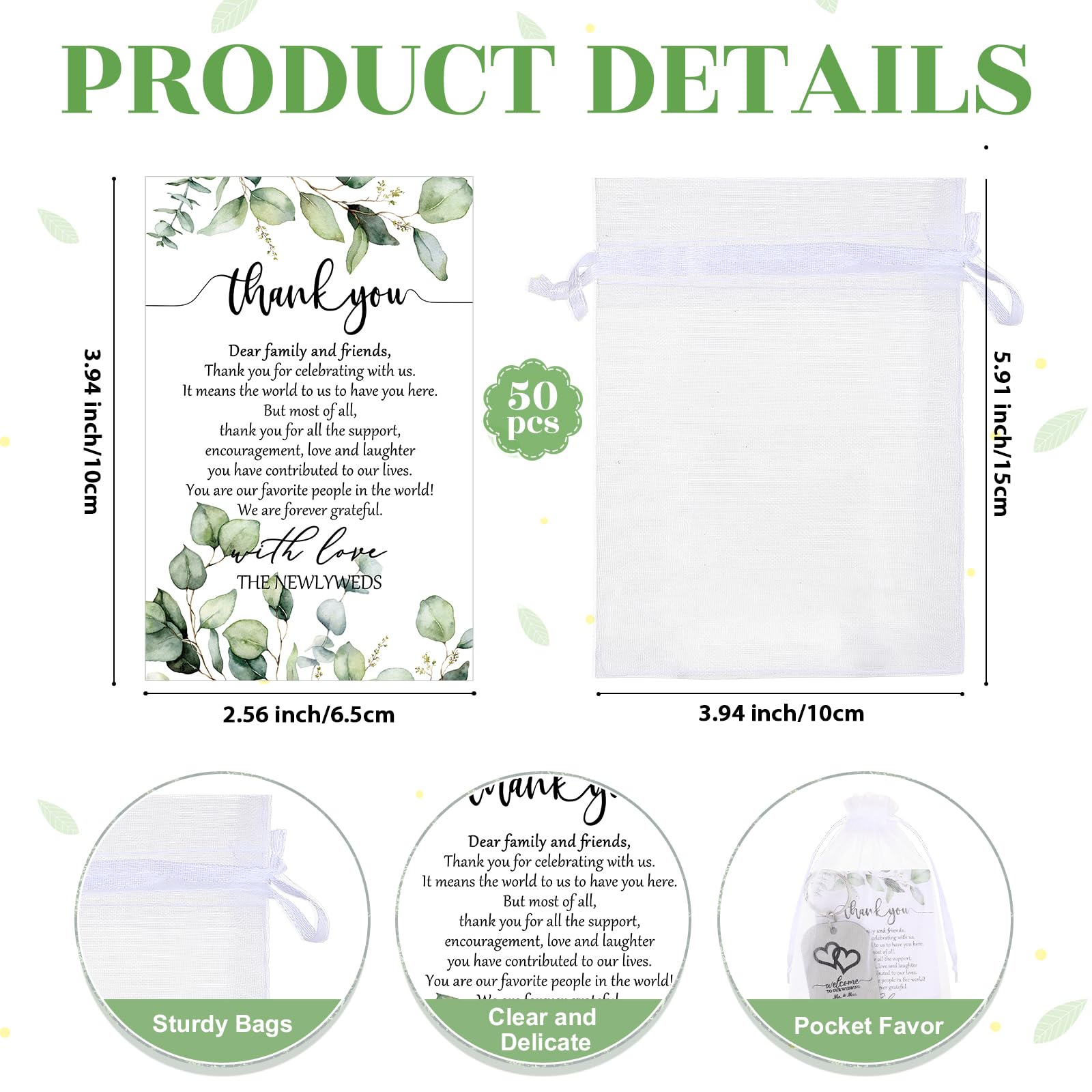 FoldTier 50 Sets Hochzeits-Dankeschön-Geschenke für Gäste, 50 Multifunktions-Schlüsselanhänger, Bierflaschenöffner, Schlüsselanhänger mit 50 Hochzeits-Wertschätzungskarten und Organza-Beutel,