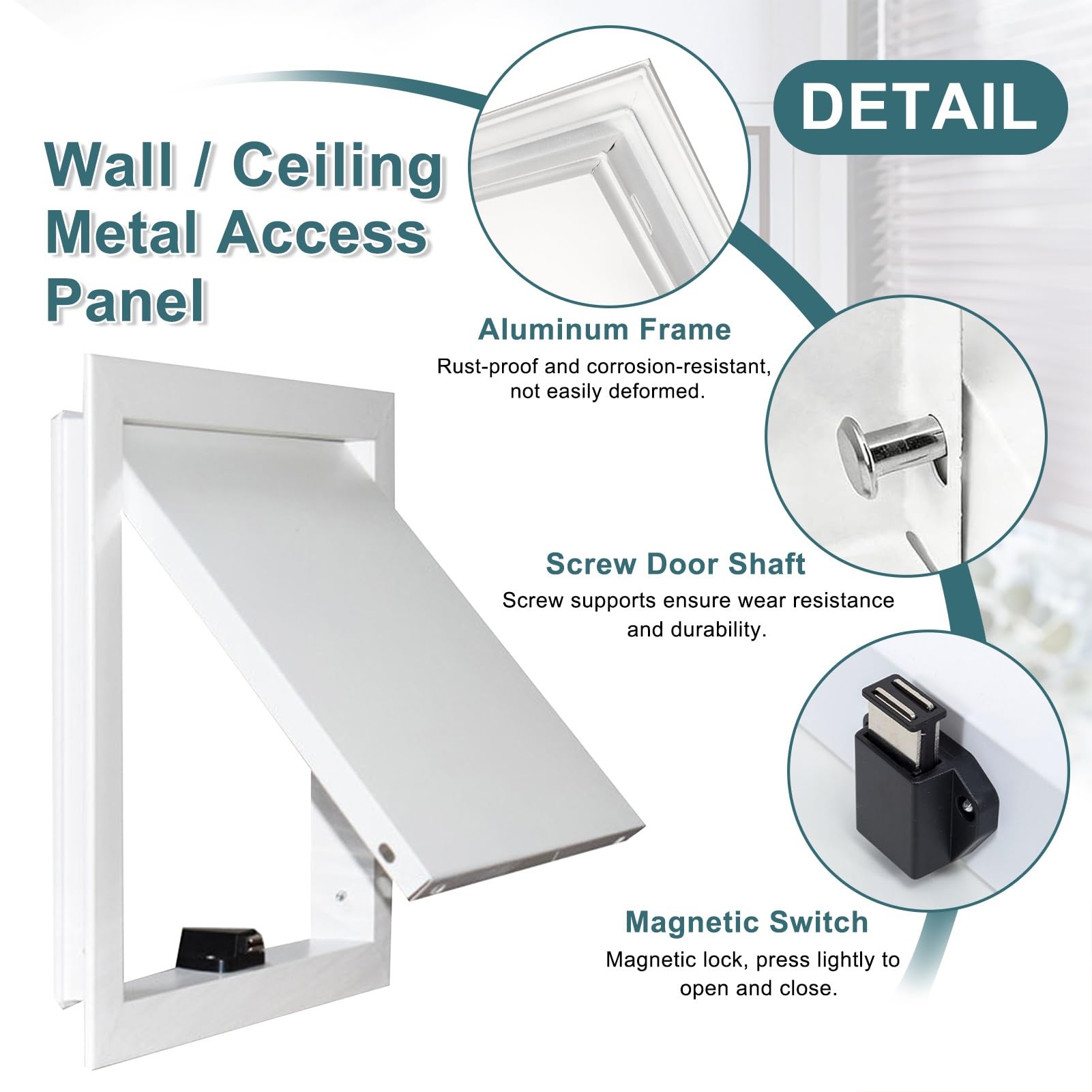 Unterputz-Wandlochabdeckung, lackierbare weiße Aluminium-Zugangsklappe, Inspektionslukentür 20"x32"/24"x48", verdeckte Zugangstüren für Sanitärkabel(6x6in/15x15cm)