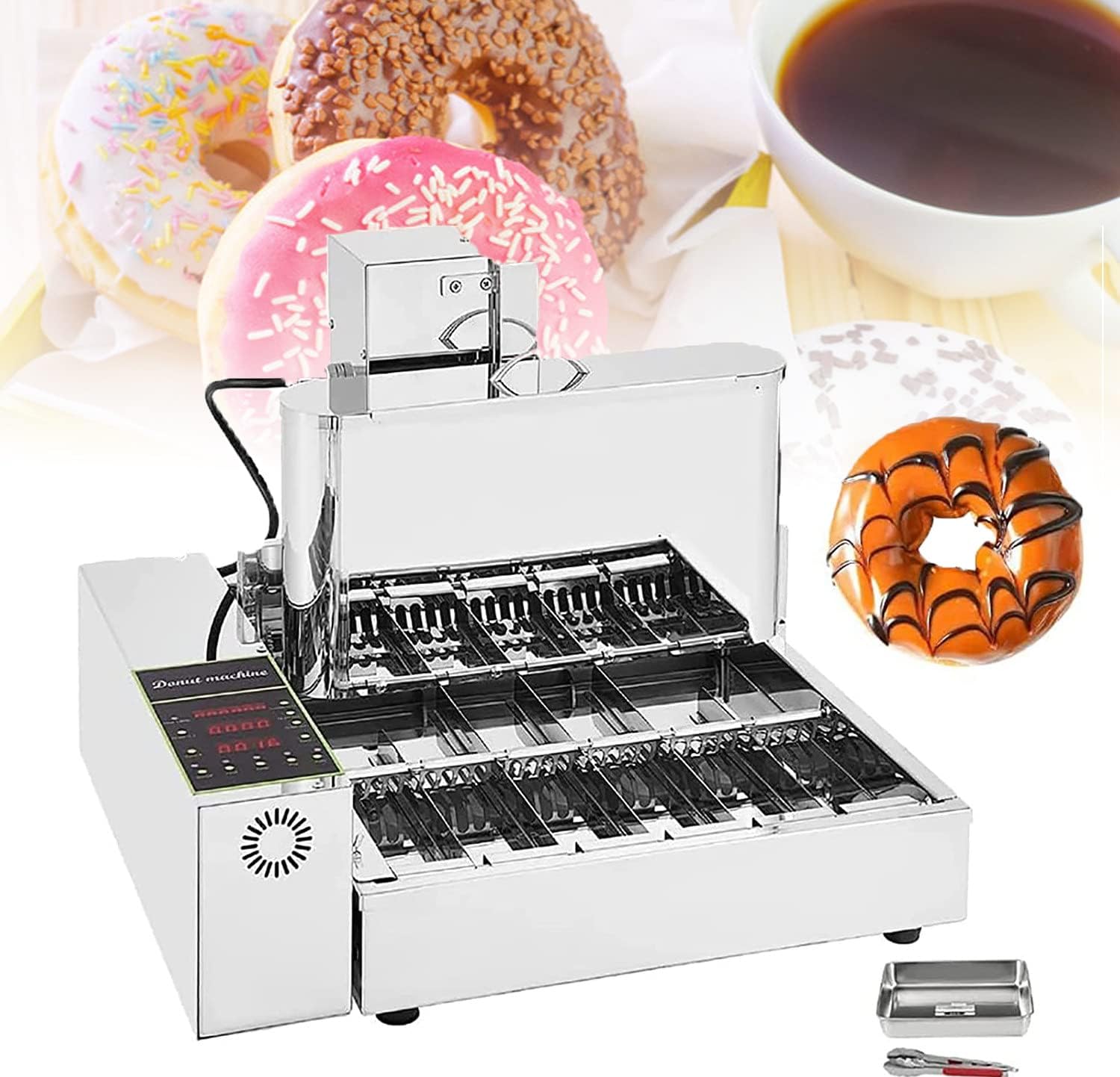 EAGLEG Automatic Donut Maker Machine 6 Rows 9.5L Hopper