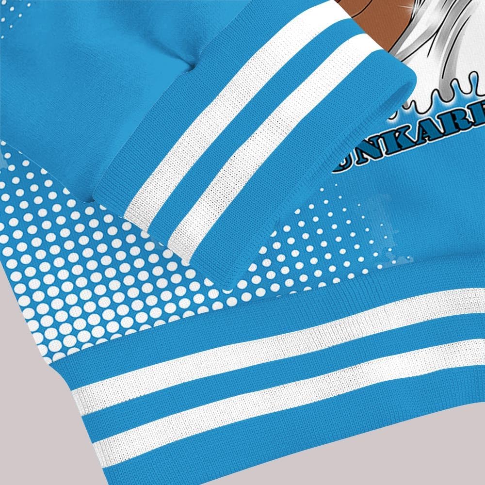 Dunkare Powder Blue 9s Baseball Jacket - Melaninn Unique Glitch Dot Varsity Jacket Unisex New