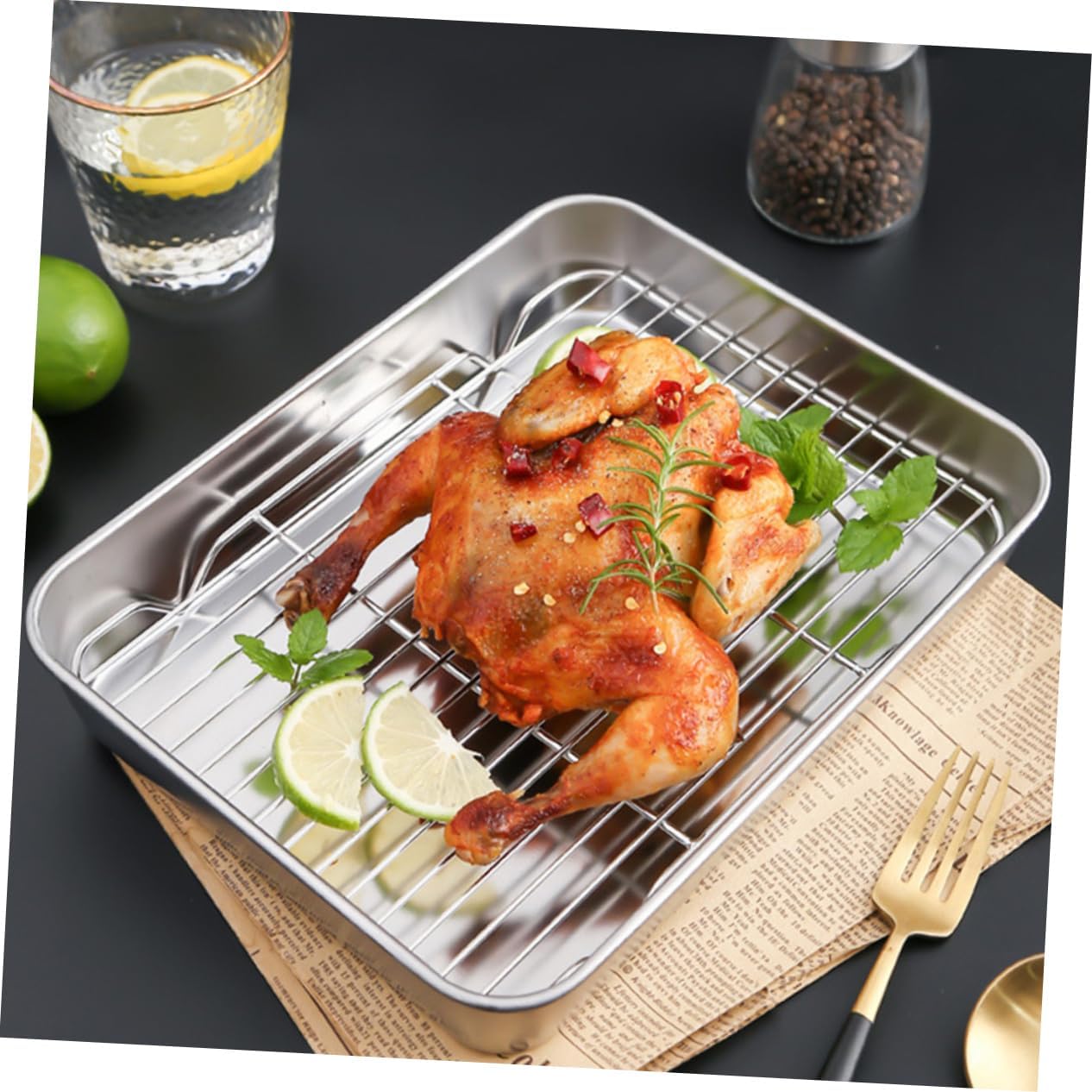 Cabilock Baking Pan Net Rack Kitchen Baking Plate Oven Tray Net Stain Resistant Easy to Clean Dishwasher Safe