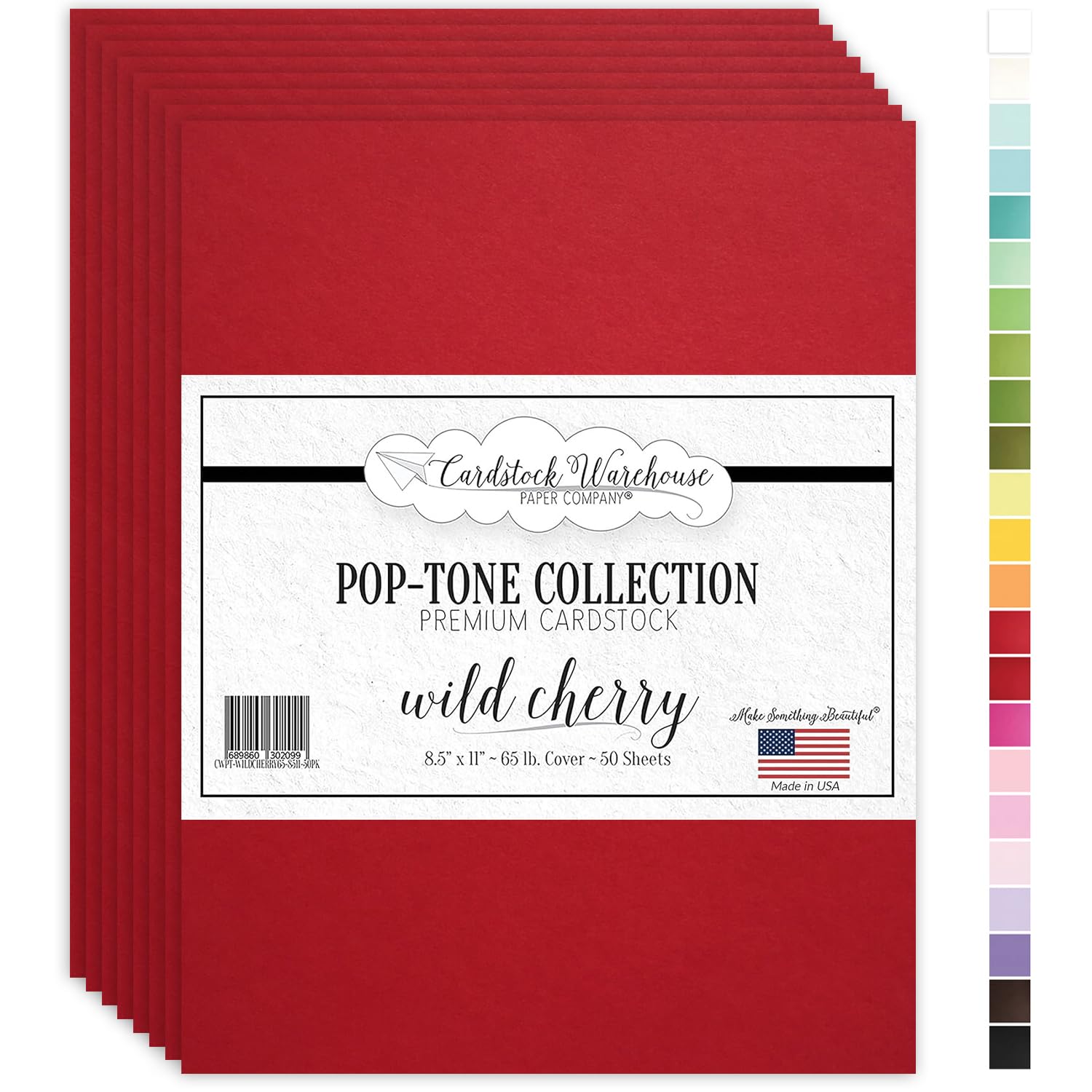Cardstock Warehouse Pop-Tone Wild Cherry Red Cardstock Paper - 50 Sheets, 8.5 x 11" - 65 lb / 175 GSM Premium Red Card Stock for Die-cutting, Crafts, Printing, Card Making and DIY Projects