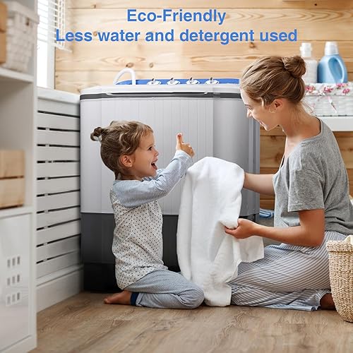 Miniatura 7 de Lavadora y secadora portátil de 24 libras, lavadora portátil, lavadora (16 libras) y centrifugado (8 libras) 2 en 1, lavadora de tina doble 2 en 1,