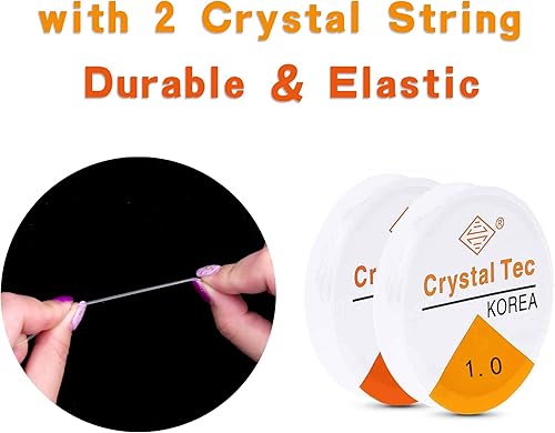 Miniatura 5 de Greentime Kit de fabricación de joyas de cuentas de poni, cuentas de pony de 0.354 in, cuentas opacas de arcoíris, pequeñas cuentas espaciadoras