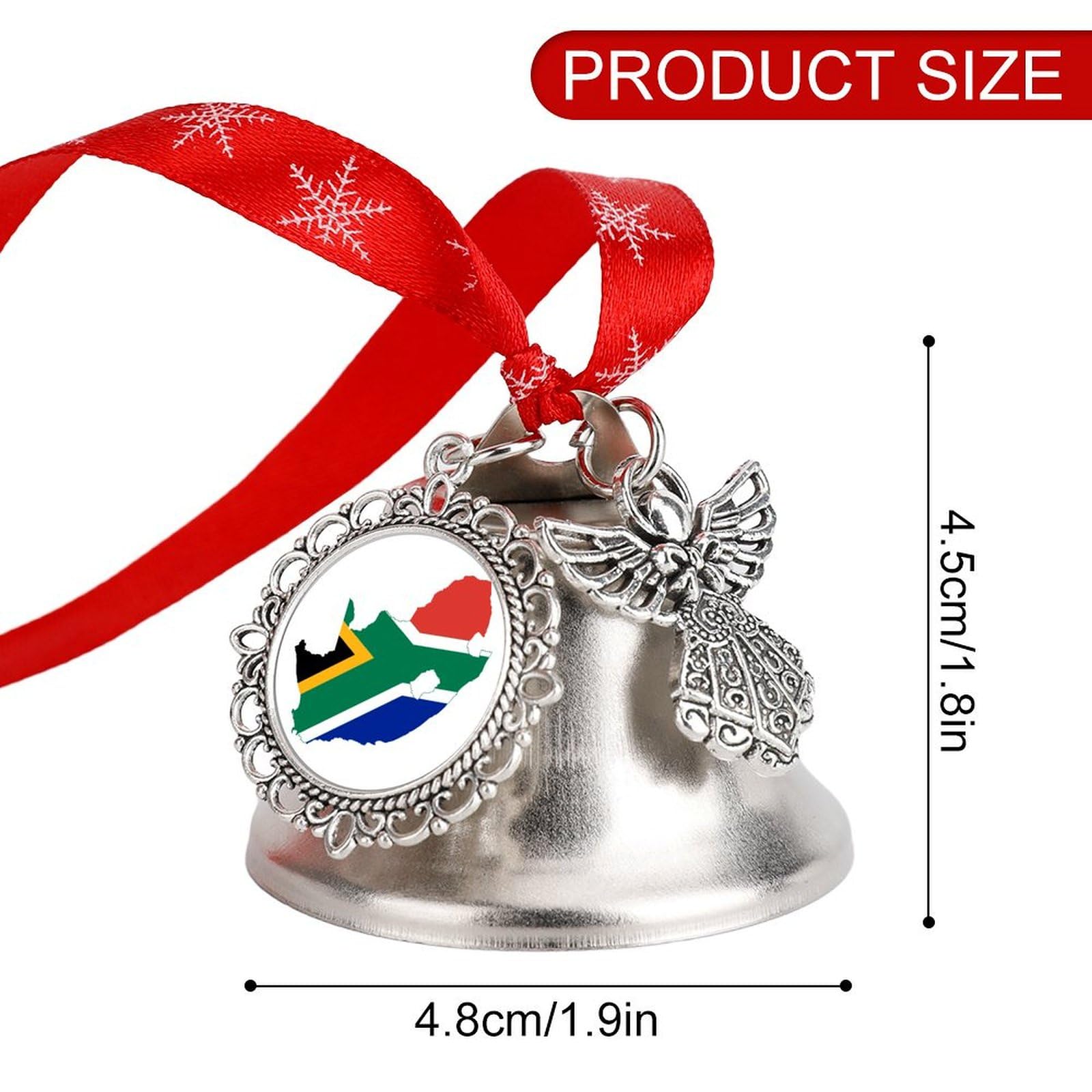 Flag Map of South Africa Funny Christmas Bell Ornament Cute Xmas Tree Hanging Pendant Decoration for Holidays Party