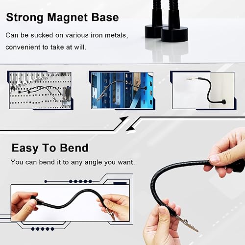 Miniatura 4 de Paquete de 2 brazos magnéticos de metal de cuello de cisne flexibles para soldadura electrónica de automóvil, joyas, pintura, arte, manualidades,