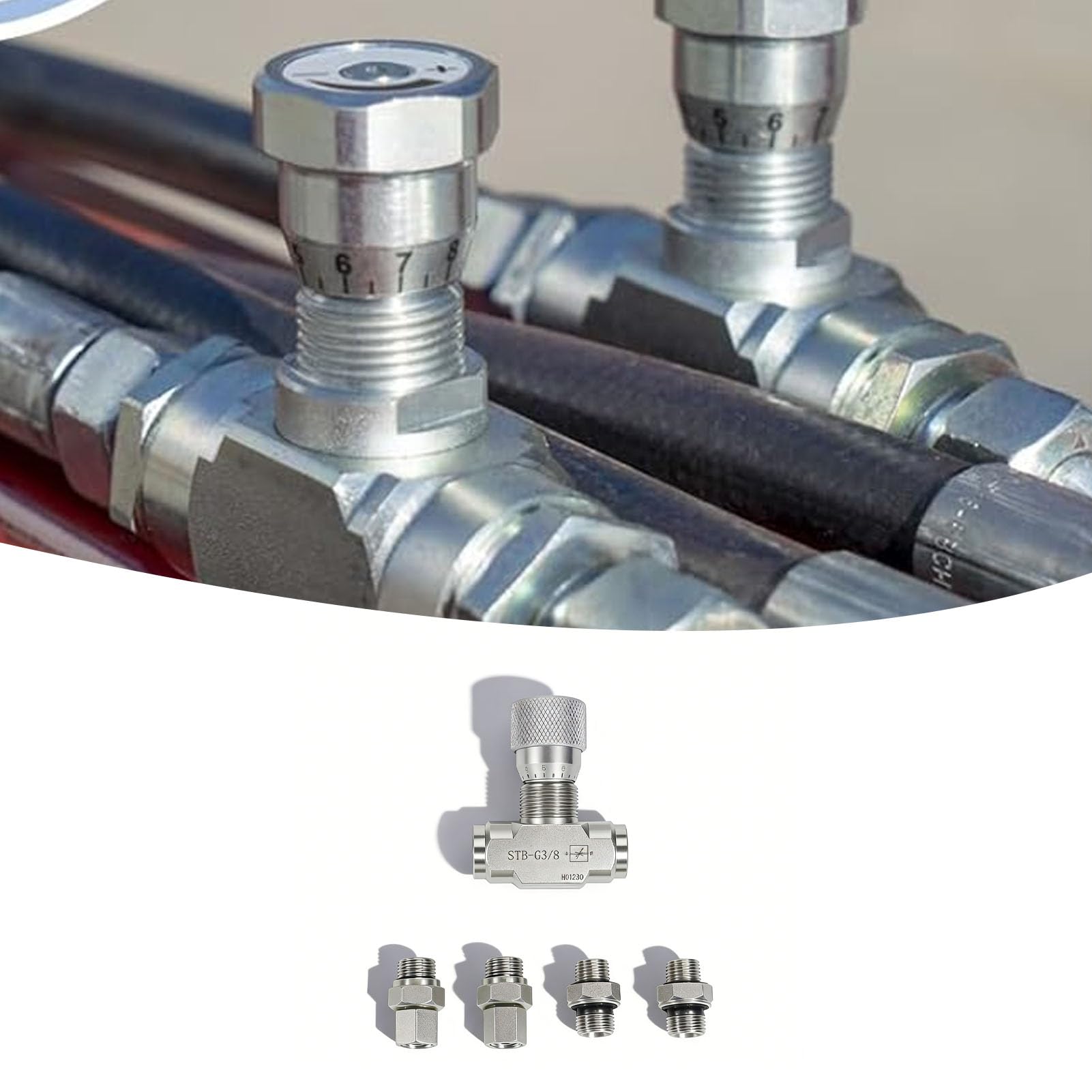 Cryfokt Valvola di Controllo del Flusso Idraulico, Valvola di Controllo della Portata per Miniescavatore da 3/8" con Connessione M14, di Ritegno Dell'acceleratore per il