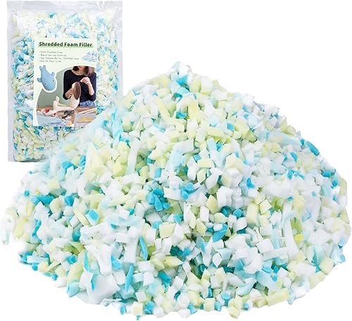 Recambio de espuma triturada, relleno de espuma viscoelástica de alta calidad de 31.75 oz para puf, almohada, camas para perros, sillas,