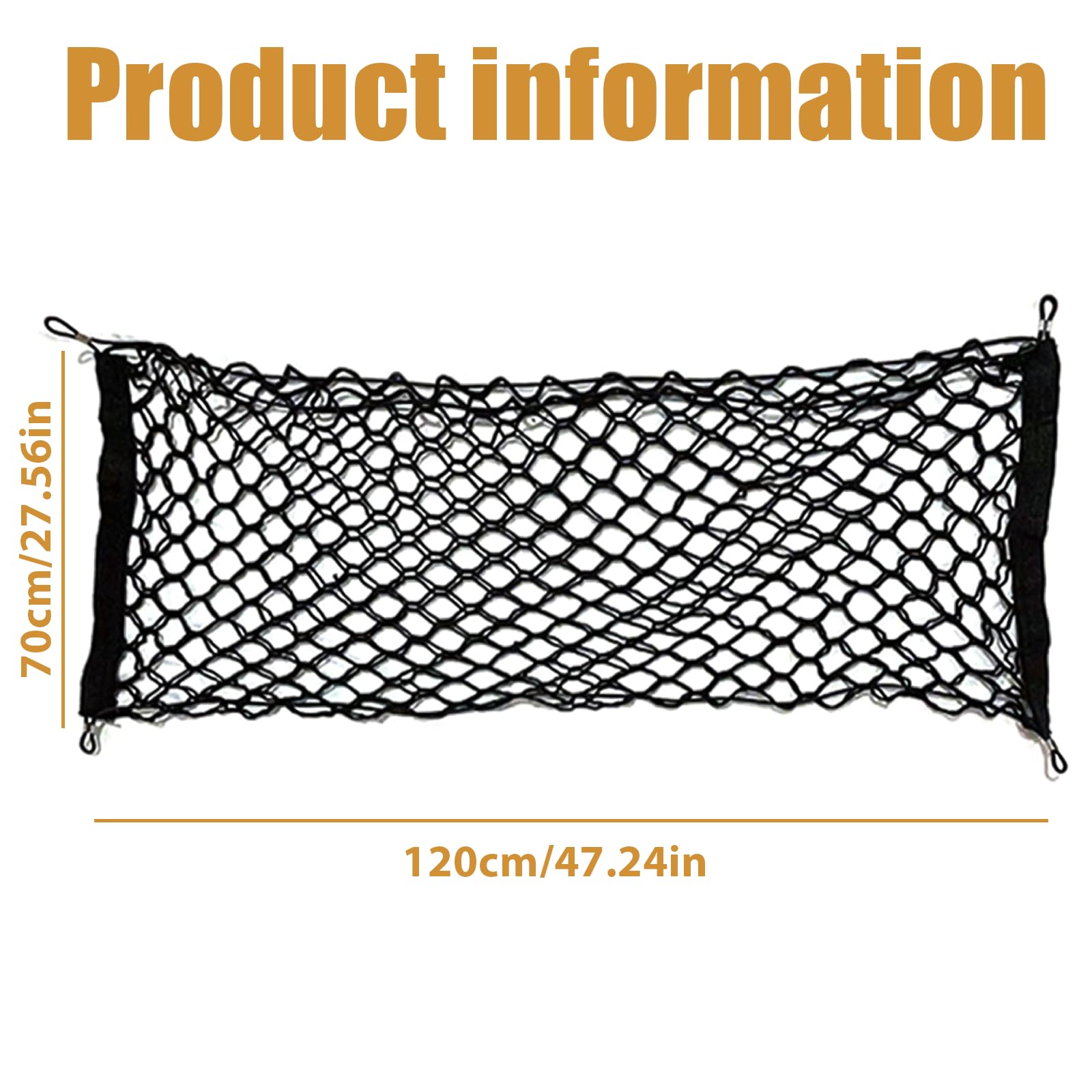 Rejilla de protección para el coche, red de separación: rejilla para perros de coche de polipropileno con 4 ganchos, elástica, para el maletero, doble capa, 120 x 70 cm
