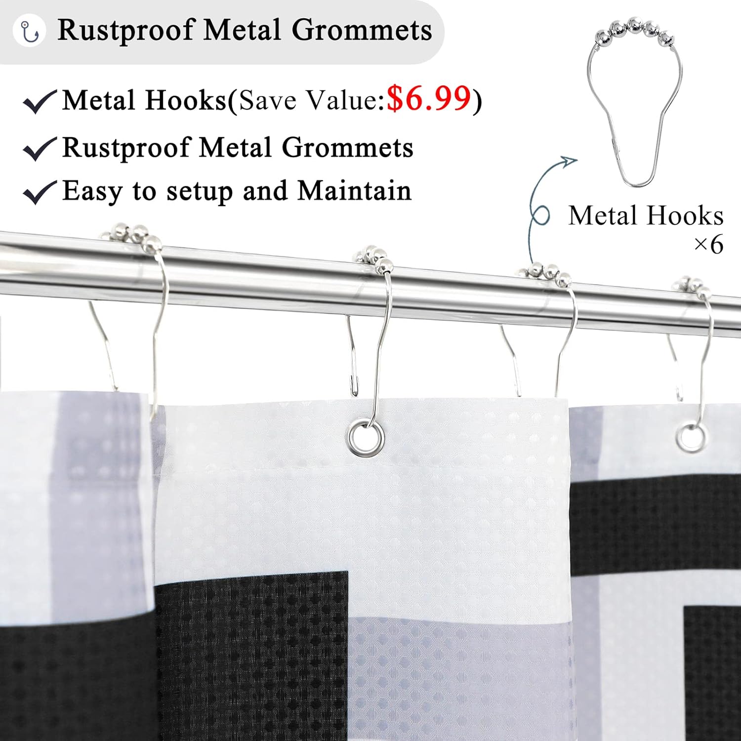 Stall Small Shower Curtain Half Size 36W x 72L,Black Bath Curtain for Bathroom Bath Decor Waterproof Washable Waffle Cloth Fabric Spa Shower Curtains,Contemporary Bathroom Curtains with Hooks