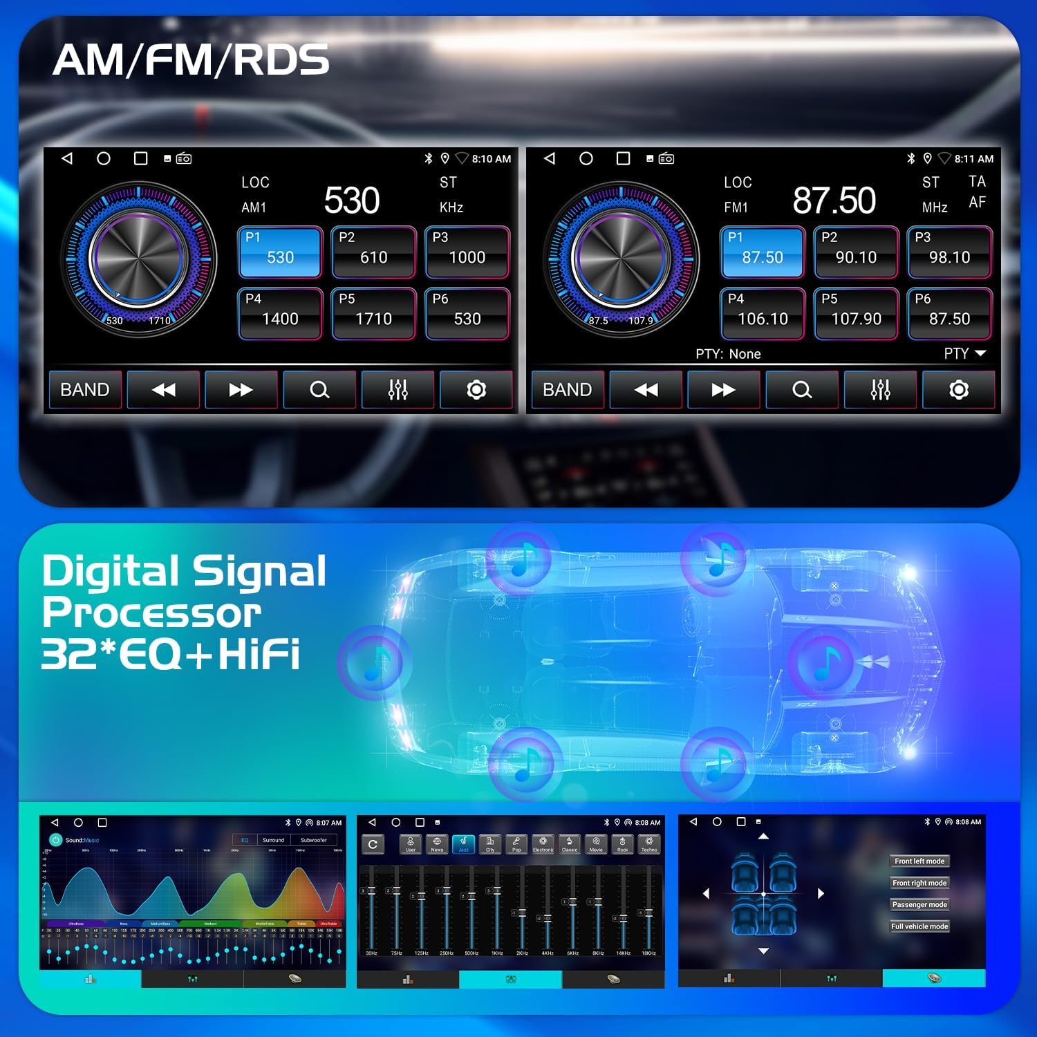 Upgraded Car Radio Stereo for Toyota Tundra 2014-2021, 8 Core, Android 14, 4+64G，Head Unit with Wireless Carplay&Android Auto, Bluetooth, Voice Control, 9" HD Touchscreen, AM/FM/RDS, Backup Cam, SWC