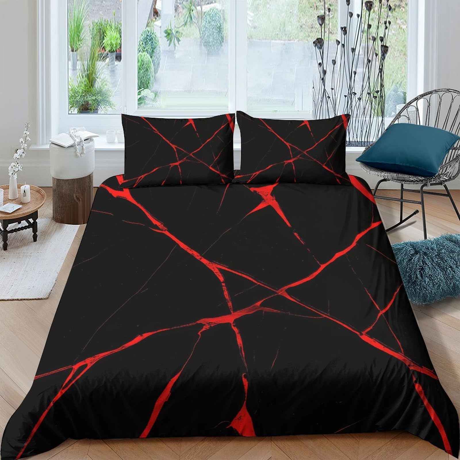 3D Printed Marble Duvet Cover, Microfiber Bedding Cover Hidden Zipper for