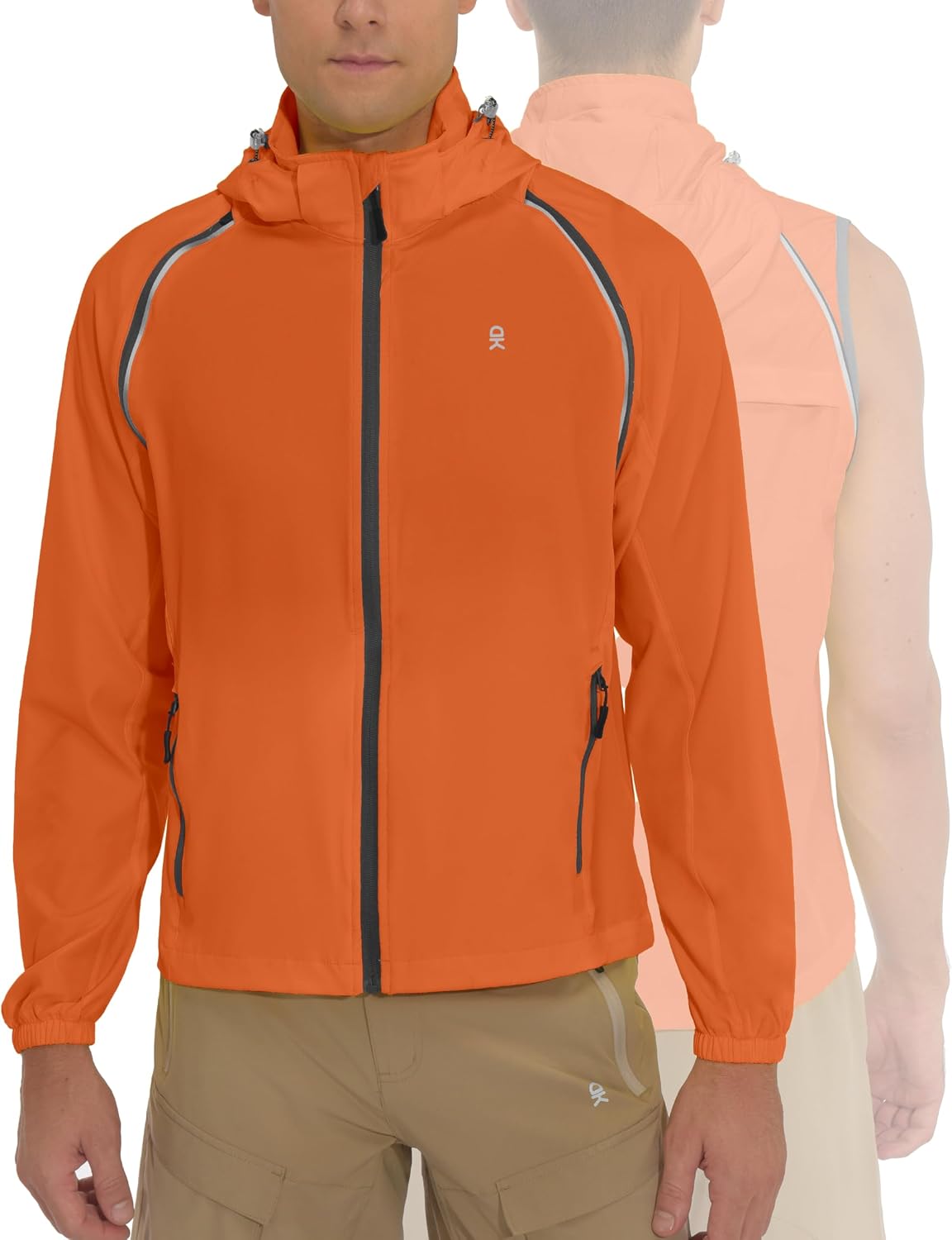 Little Donkey Andy Men's Quick-dry Running Jacket, Convertible UPF 50+ Cycling Jacket Windbreaker with Removable Sleeves