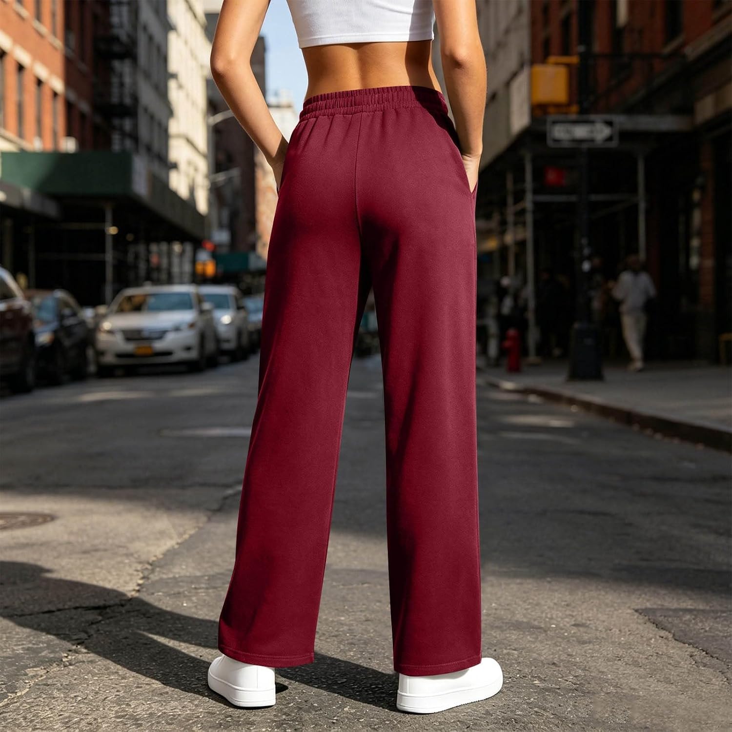 Womens Wide Leg Sweatpants Baggy Fall Lounge Split Sweat Pants