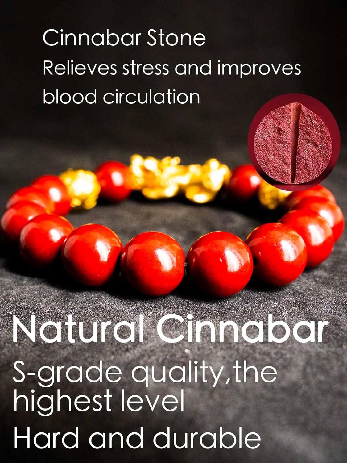 Feng Shui Bracelet 24k Gold Plated PiXiu for Men Women, Red Cinnabar Bracelet 12mm Prayer Beads Protection Jewelry Gifts Can Bring Good Luck, Wealth and Health - Image 5