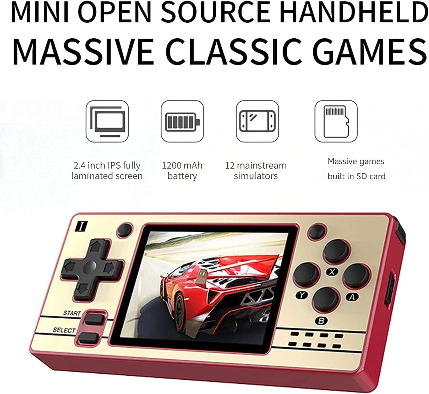 Mini Console di Gioco Classica Integrata da 32 GB, Sistema Open Source Portatile retrò, Console per Videogiochi IPS da 3,5 Pollici, Regalo di Natale per Bambini