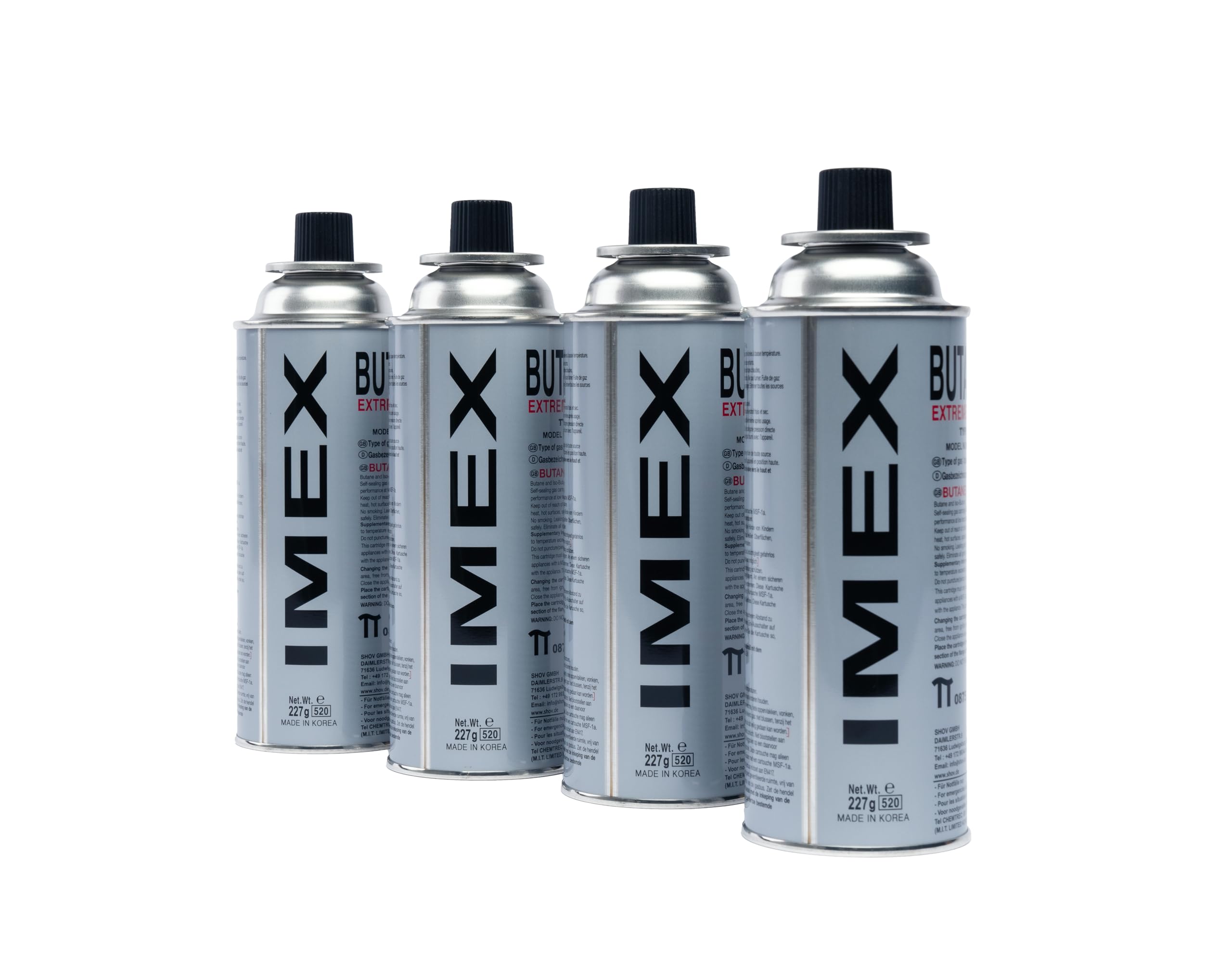 IMEX 227 g MSF-1a Cartouches de gaz - Gaz Butane de Haute qualité pour Le Camping et Les activités de Plein air (4 pièces)