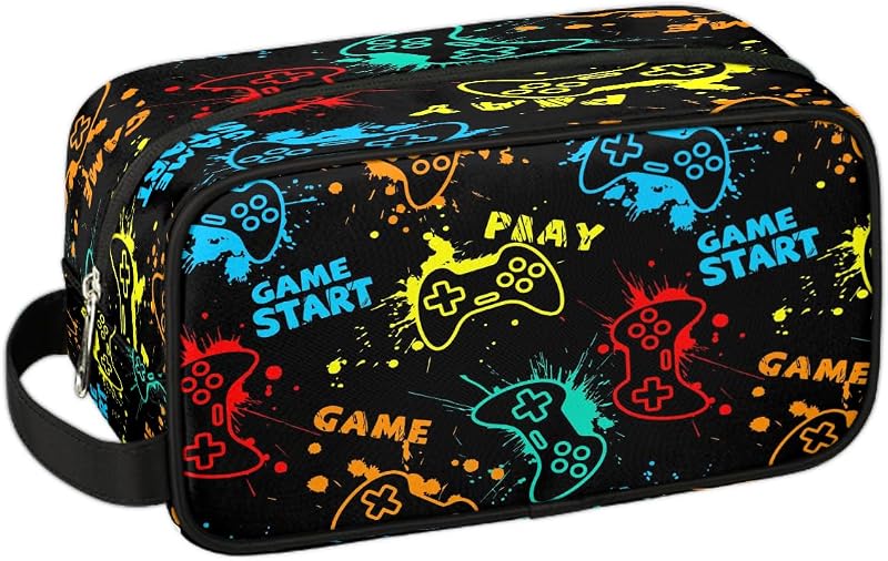 Kids Toiletry Bag for Boys - Waterproof Hanging Cosmetic Bag for Girls Traveling Makeup Wash Bag Dopp Kit Shaving Bag for Toiletries Accessories(Game)