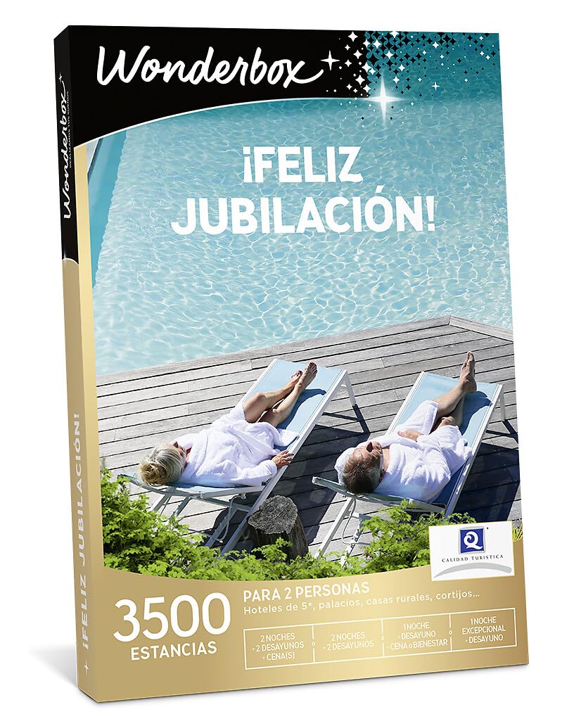 WONDERBOX - Caja Regalo - Feliz Jubilación - 3500 estancias en España y Europa: hoteles de 5 Estrellas, Palacios, monasterios, cortijos… - Ideas Regalo Original para Mujer Hombre