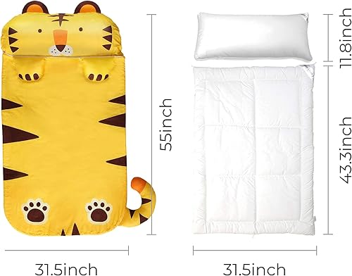 Miniatura 3 de Milo&Gabby Tom Tiger - Saco de dormir, almohada extraíble y relleno de edredón, algodón de 320 hilos