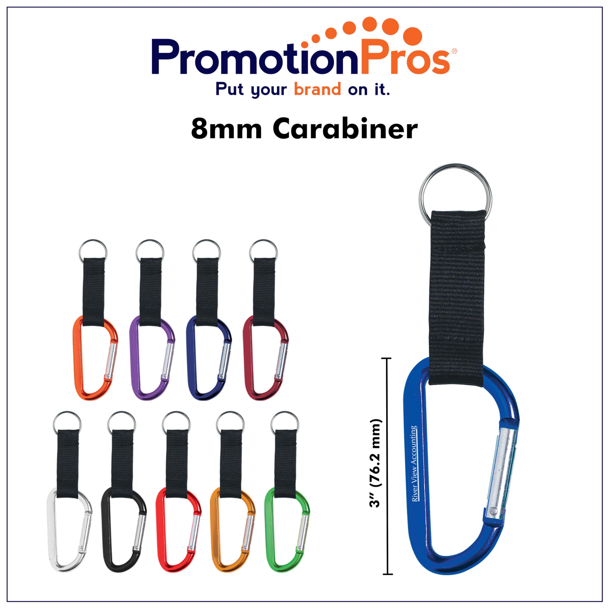 8mm Carabiner Add Customized with Text Name or Personalized Image $1.36 Each - Sold in Pack of 300 -Maroon