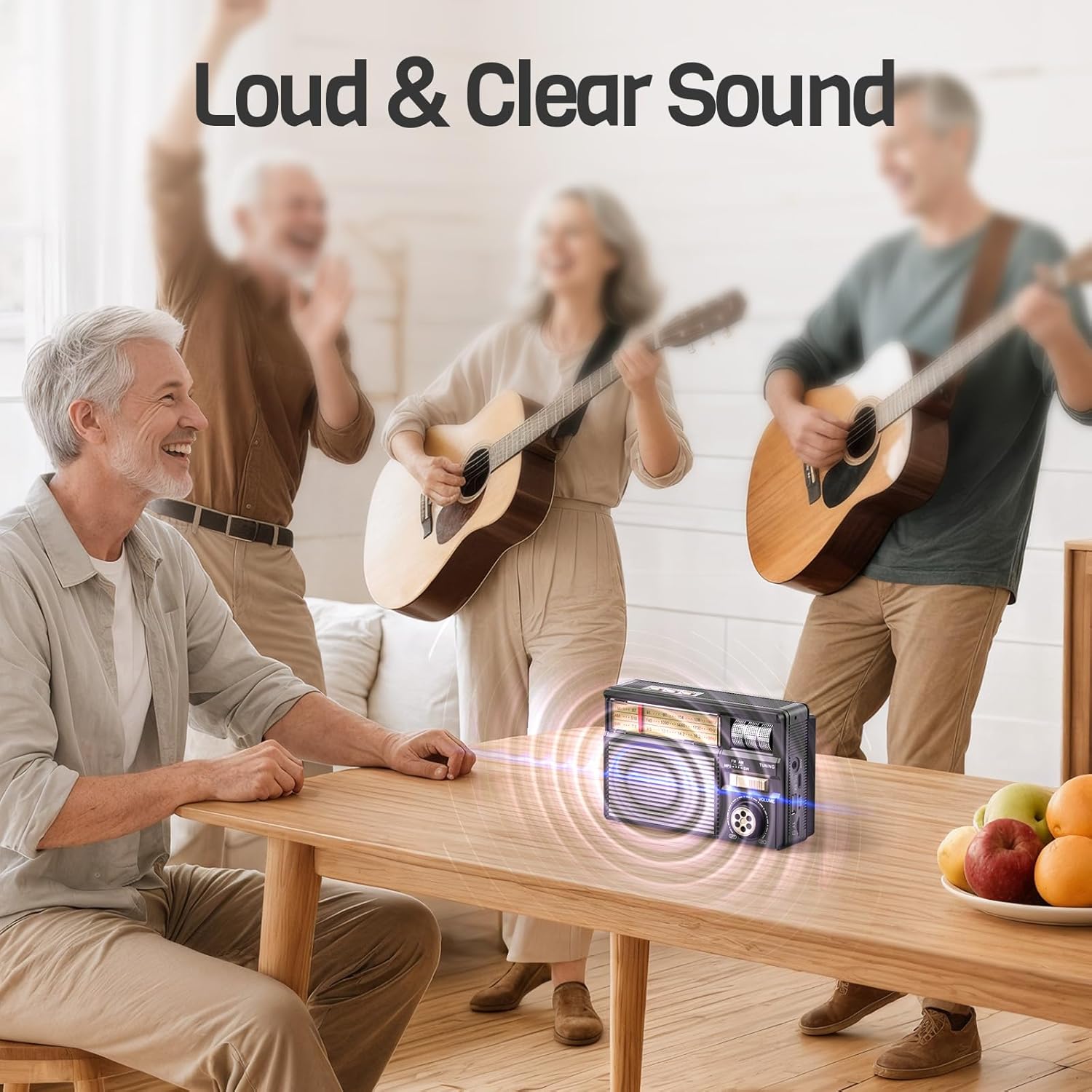 PRUNUS J-139 Retro/Vintage Radio with Bluetooth Speaker, Retro Bluetooth Speaker, FM/AM/SW, TF Card/USB Playback, USB-C/Solar Battery Operated Radio, Lanyard, Transistor Radios, Small Radios - Image 4