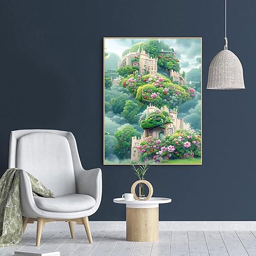 Miniatura 4 de Lunyloer Pintura de diamantes, kits de pintura de diamantes de castillo 5D para adultos, bricolaje con puntos de diamante de taladro completo,