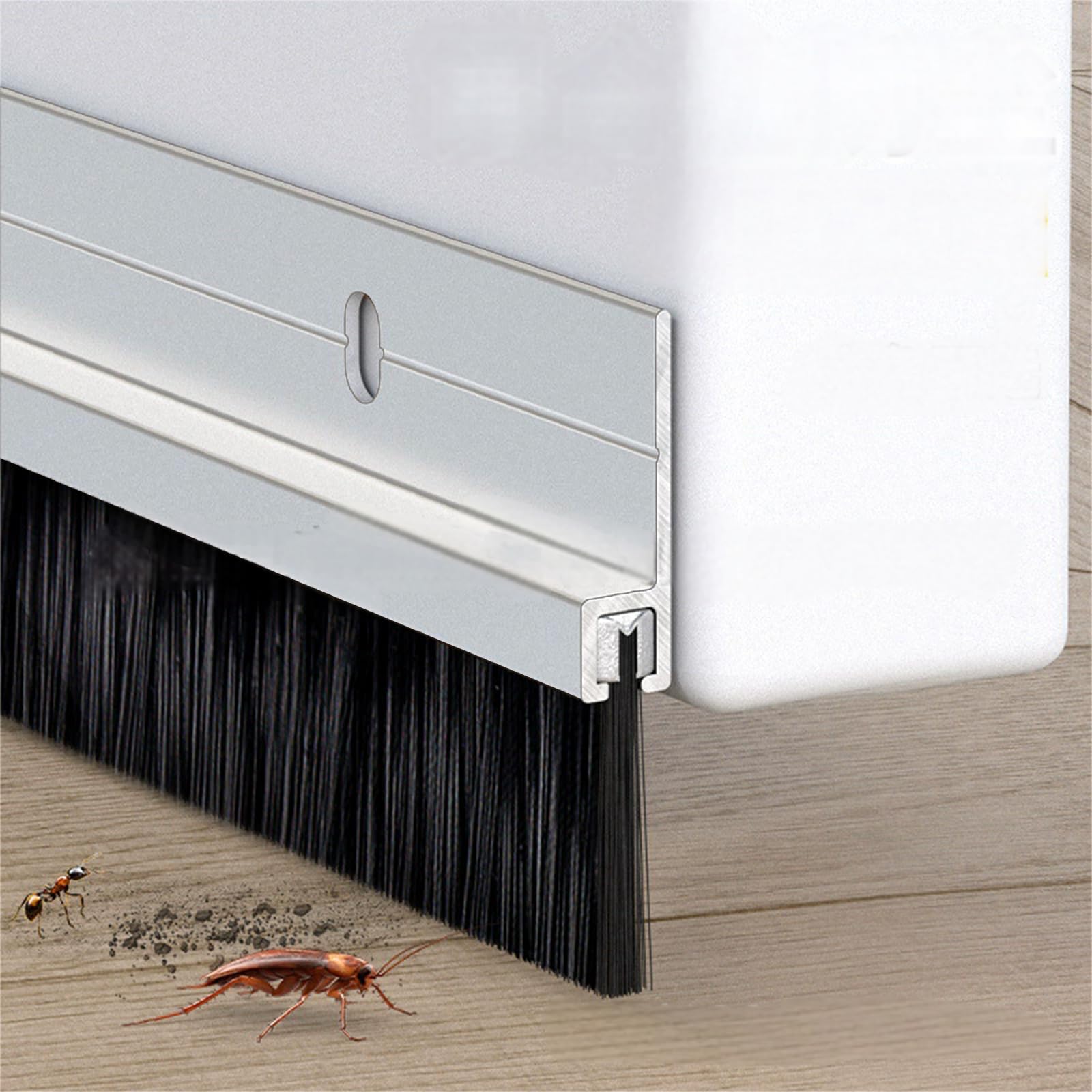 USUKUE - Paraspifferi sotto porta, guarnizione inferiore in alluminio, anti puntura del mouse, 2 x 36 cm, colore: argento
