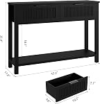Garvee Fluted Console Table with 2 Drawers Entryway Table Wooden Sofa Table for Living Room Foyer Hallway Black