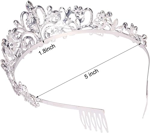 Miniatura 2 de COCIDE Tiara Crowns - Diadema de cristal con diamantes de imitación, corona de princesa con peines, diadema de novia, boda, graduación, fiesta de