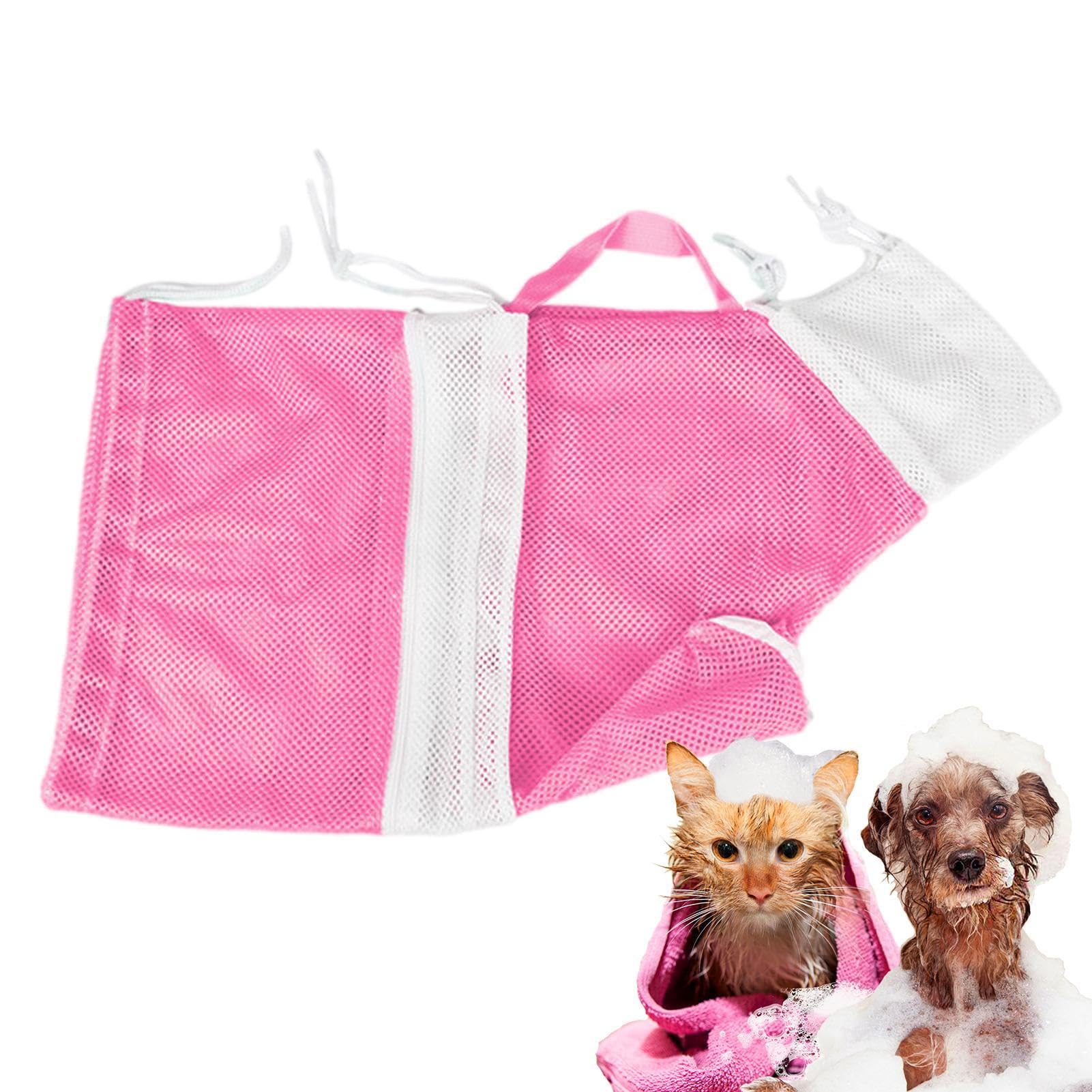 Fravsiu Adjustable Cat Shower Bag, Cat Bag for Bathing,Soft and Anti-Scratch Cat Grooming Bag | Pet Grooming Bath Bag with Large Design and