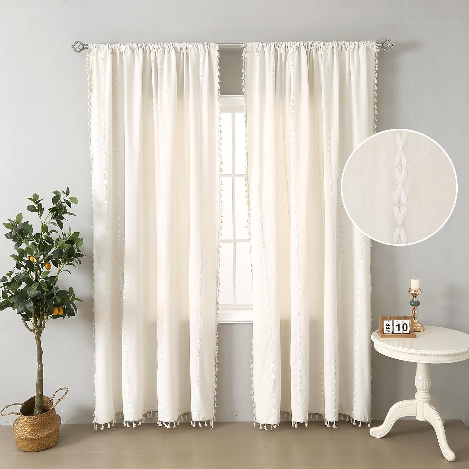 Amazon.com: Roxooze Bedroom Curtains 2 Panel Sets 63 Inch Length, Linen ...