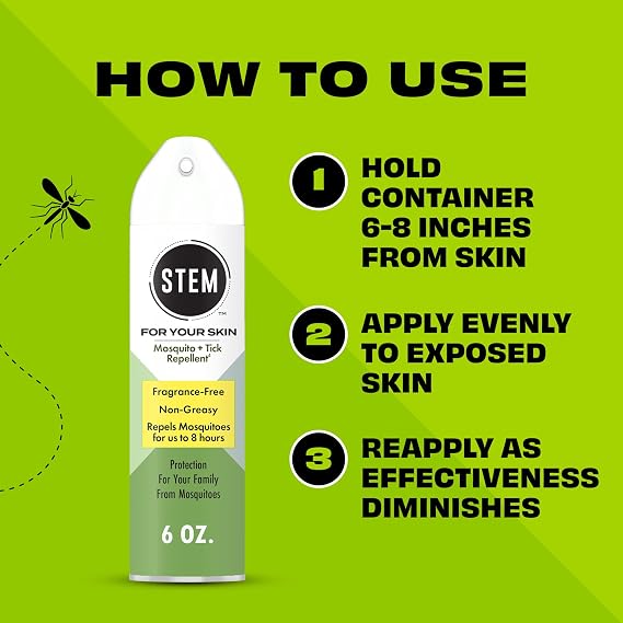 STEM Mosquito and Tick Repellent Bug Spray, Fragrance-Free Picaridin Protection, 6 oz