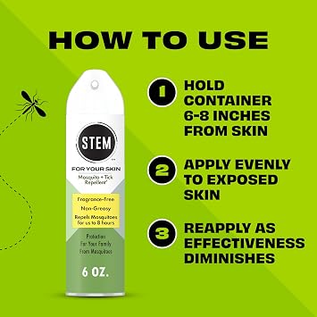 STEM Mosquito and Tick Repellent Bug Spray, Fragrance-Free Picaridin Protection, 6 oz