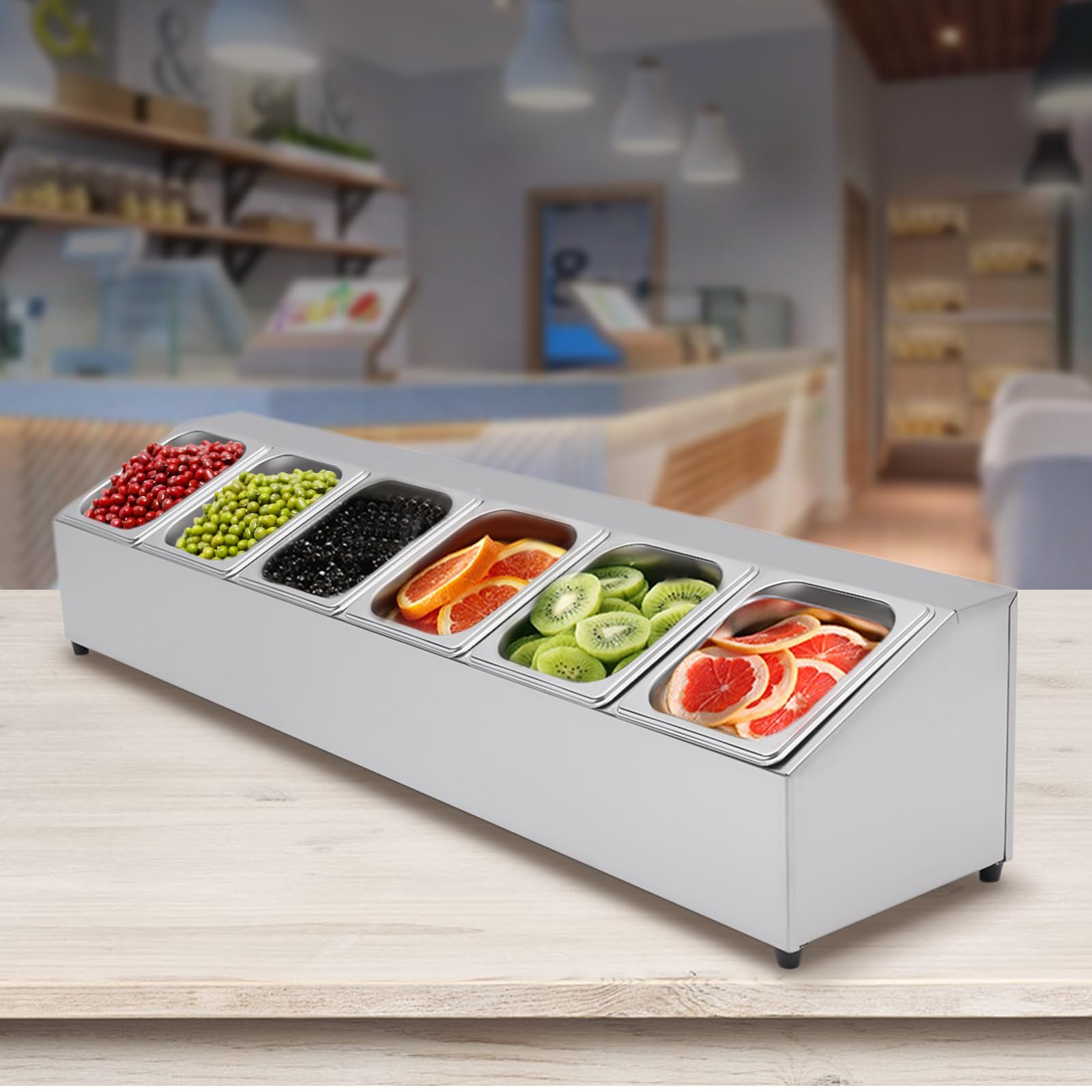 Contenitore per ingredienti Gastro Gastronorm con coperchio, grande contenitore per ingredienti in acciaio inox, per salse, accessori per la gastronomia, in acciaio inox, per la pizza (6