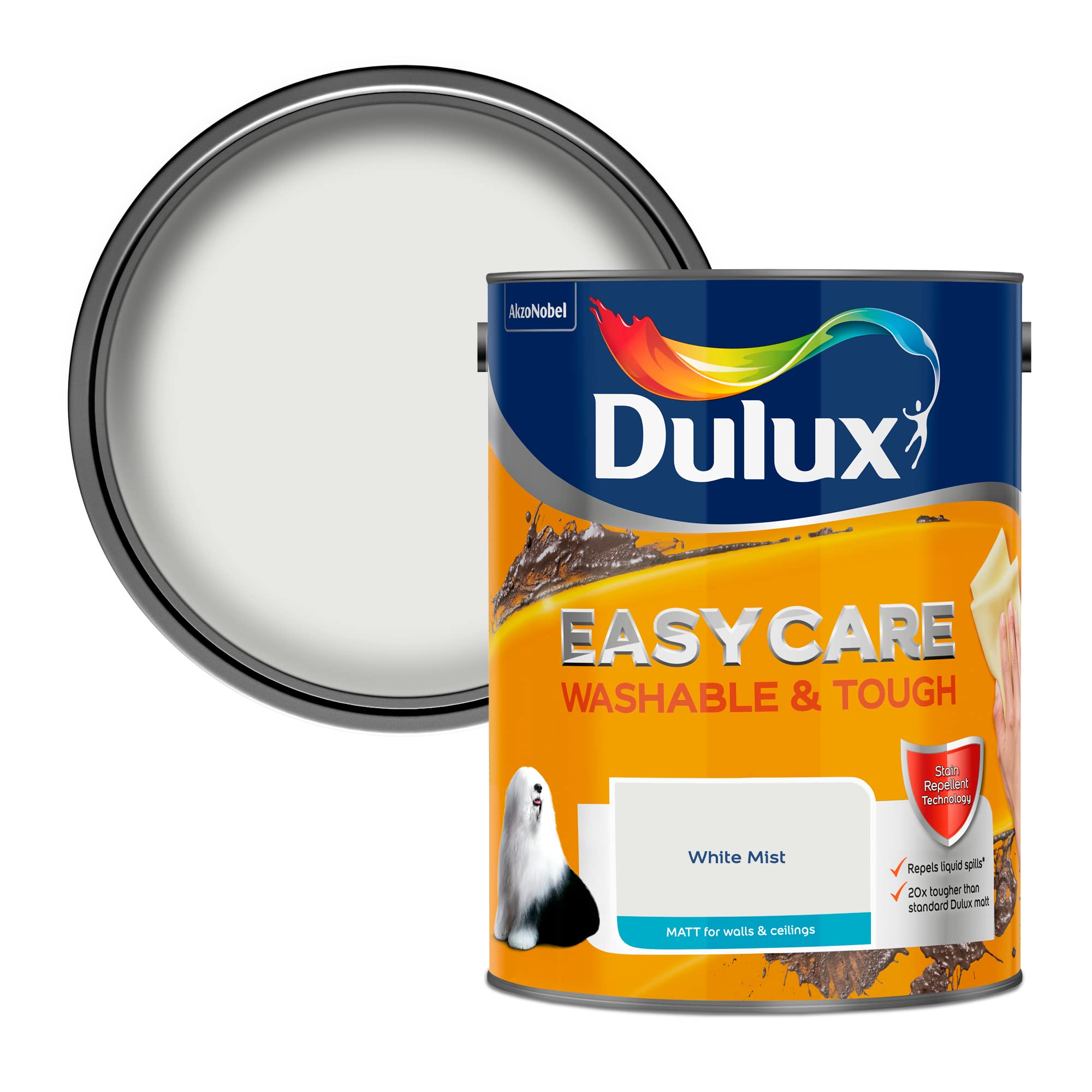 Dulux Easycare Washable & Tough Matt Emulsion Paint - White Mist - 5L