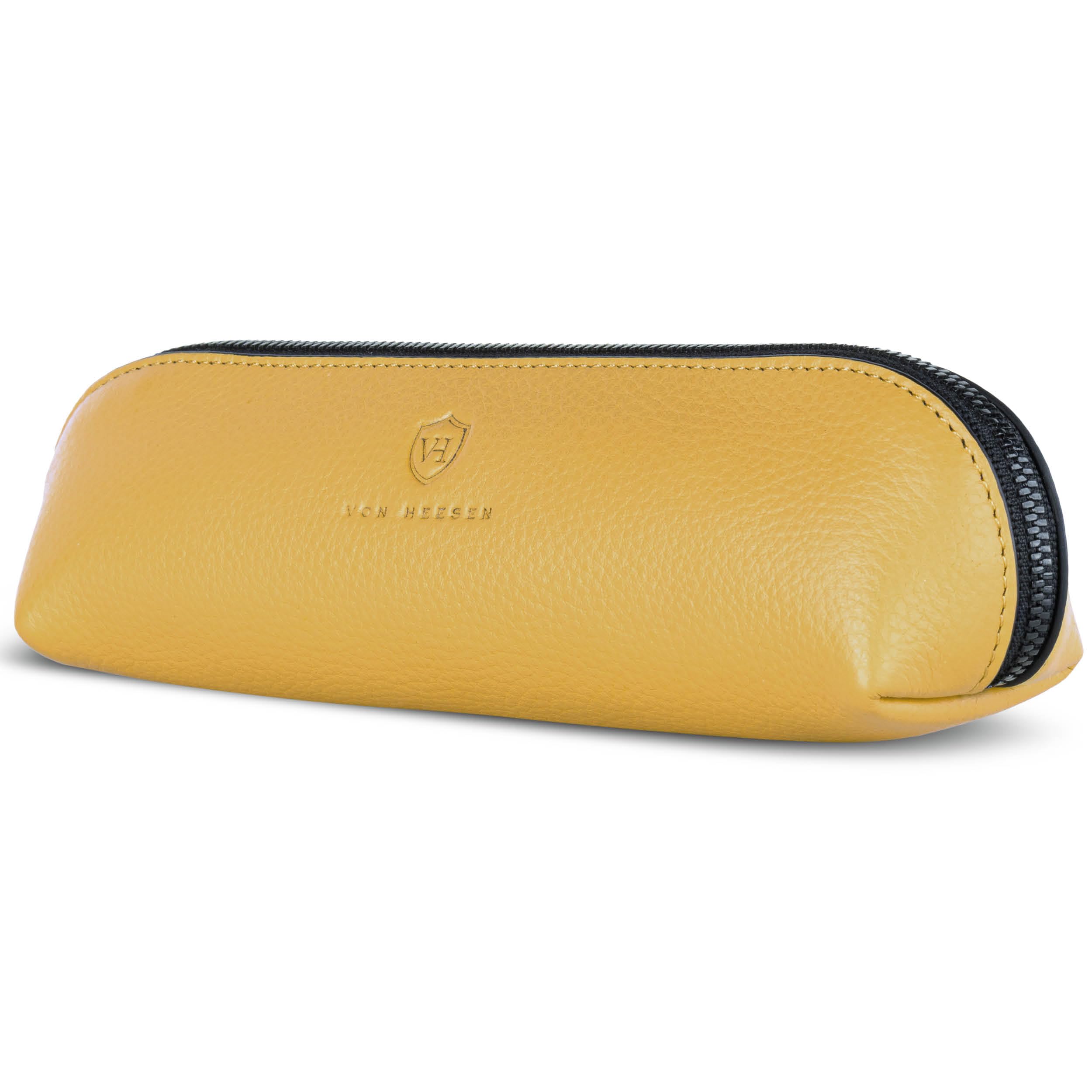 VON HEESEN® Echtleder Federmäppchen Leder Federmappe Etui für Stifte Mäppchen Schule Federtasche Uni Schlampermäppchen