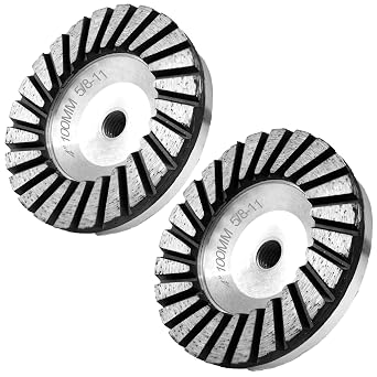 2pcs - 4" Concrete Diamond Cup Wheel Grinding with 5/8"-11 Arbor 30 Grit Aluminum Based, Turbo Diamond Angle Grinder Wheels for Concrete Granite Marble Masonry Brick