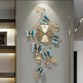 Art Decor Silent Large Butterfly Wall Clock, Ginkgo Leaf Design for Living Room, Office, Kitchen, Bedroom, Study 90cm/35in