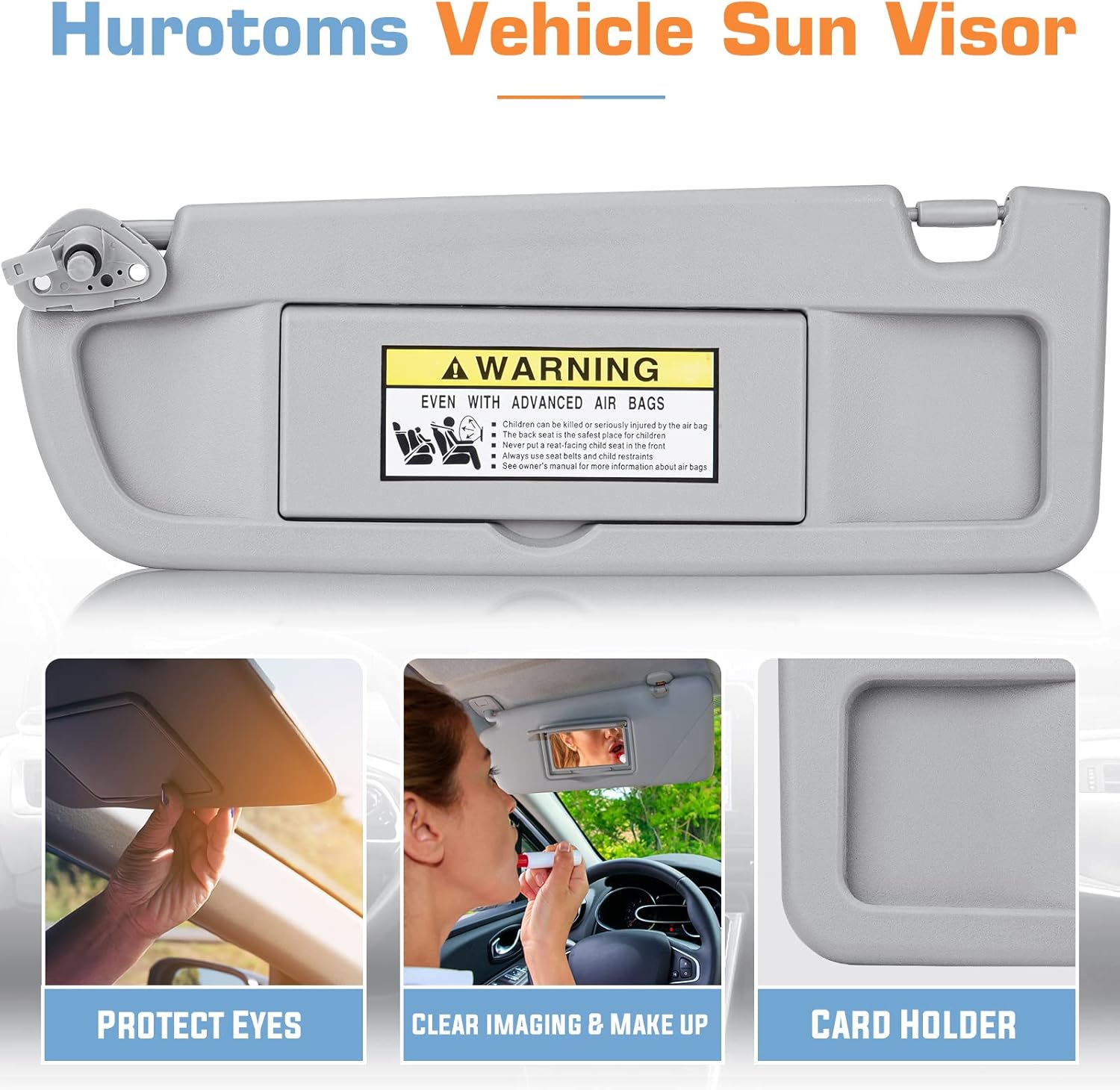 Gray Left Driver & Right Passenger Side Sun Visor Without Light for 2006 2007 2008 2009 2010 2011 Honda Civic EX LX Sedan SI Coupe,Replacement 83280-SNA-A01ZC, 83230-SNA-A01ZC, 1 Pair