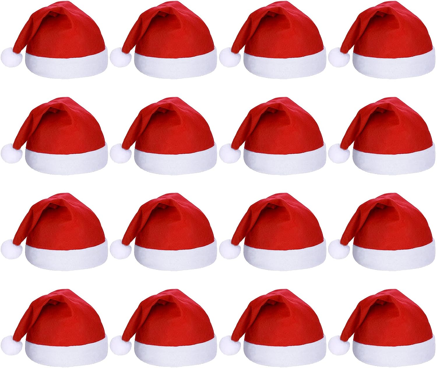 SATINIOR 16 Pieces Christmas Hat Bulk Santa Claus Xmas Santa Non Woven Fabric Hats for Christmas Adult Party Decorations