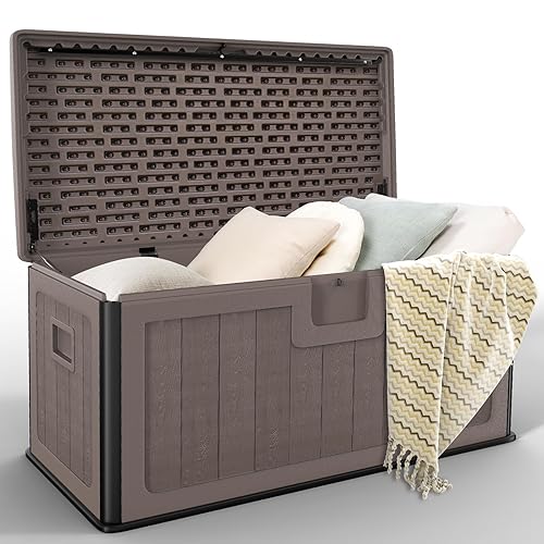Outdoor Storage Deck Box 100 Gallon, UV Resistant & Waterproof