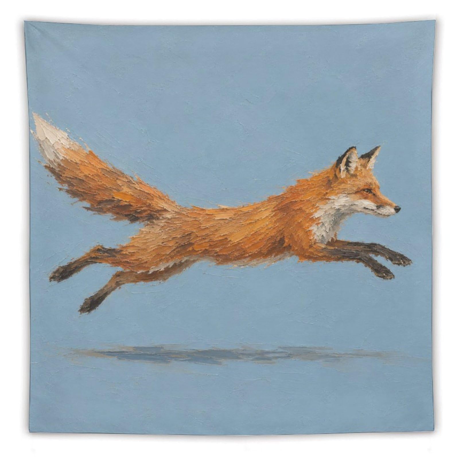 W7C8U2X3 Running Fox Wall Tapestry, Realistic Illustration, Ceiling Hanging