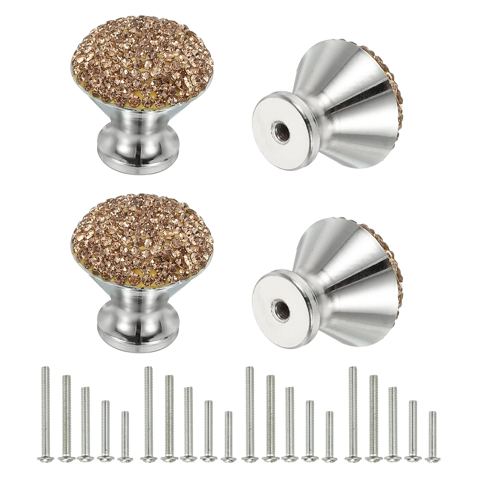 Boutons de tiroir 28mm ronds strass diamant jaune quincaillerie meuble
