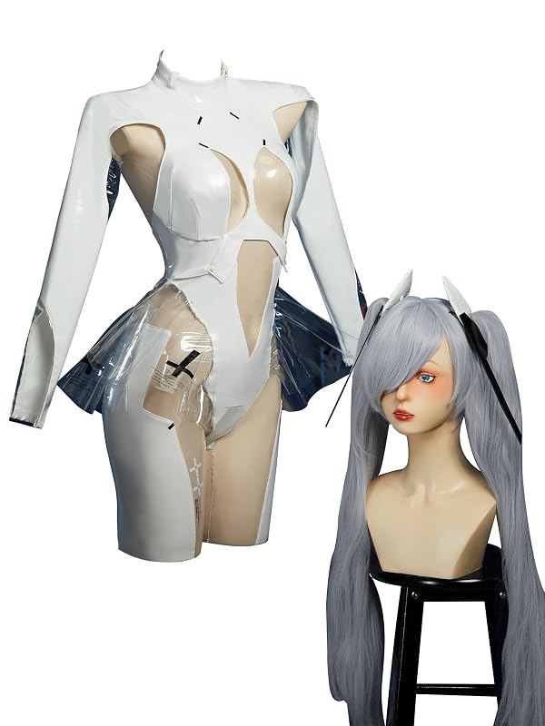 Cosplay.fm Women's Goddess Cosplay Costume Victory Cinder Jumpsuit with Gloves Headpiece (White, XL) by Cosplay.fm - Used condition - US$67.96