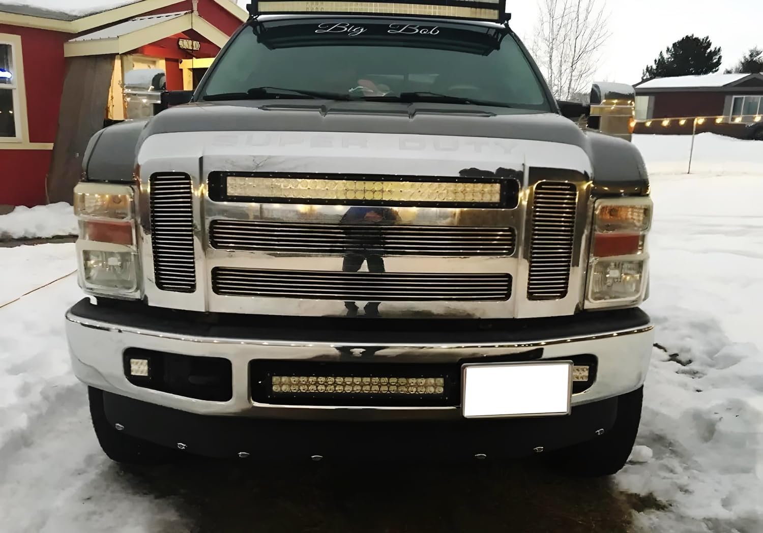 iJDMTOY Front Tow Hook Fit License Plate Relocation Mount, Compatible with Ford F250 F350 F450 (Most Generations)